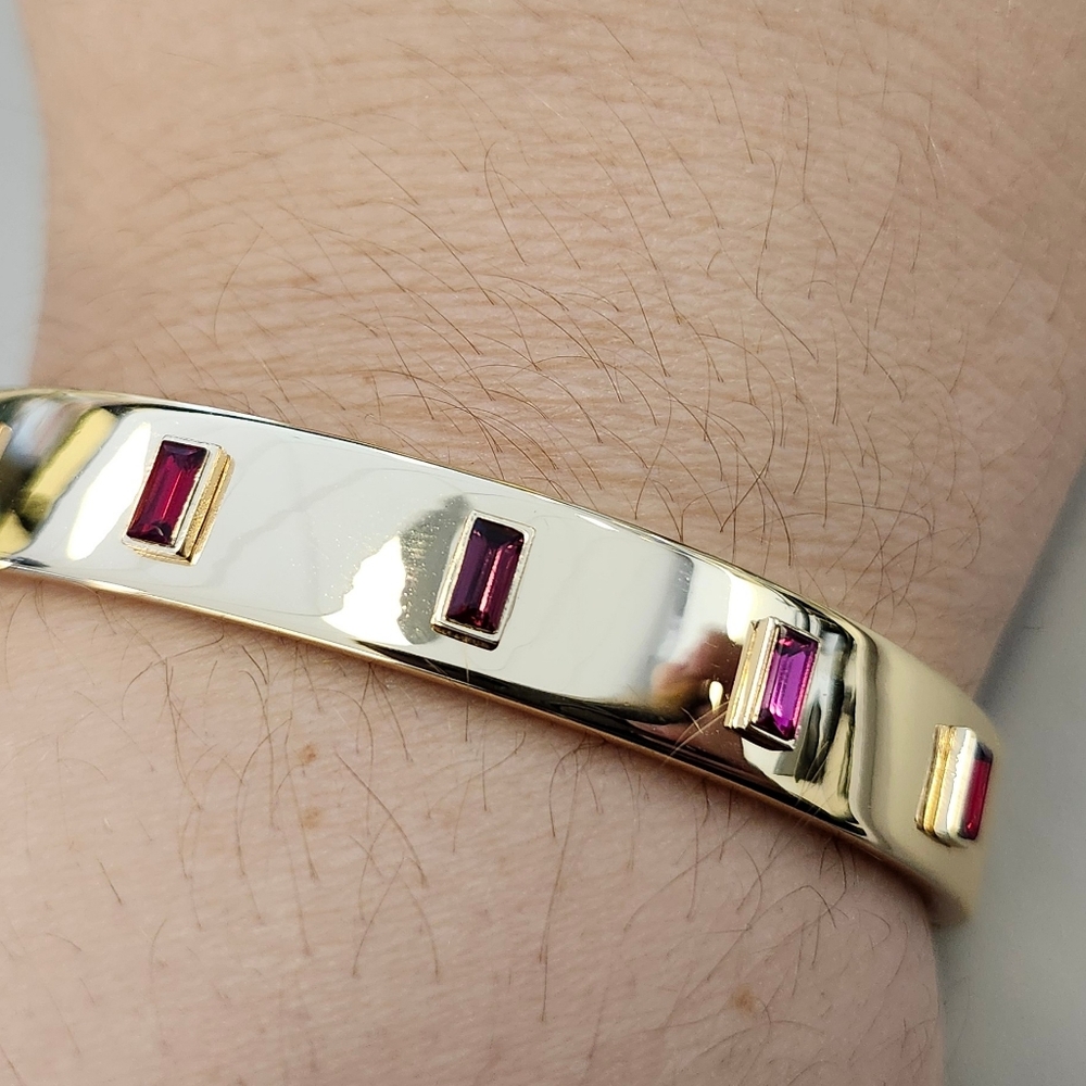 NWT Ralph Lauren Gold-Tone Pink Stone Bangle Bracelet